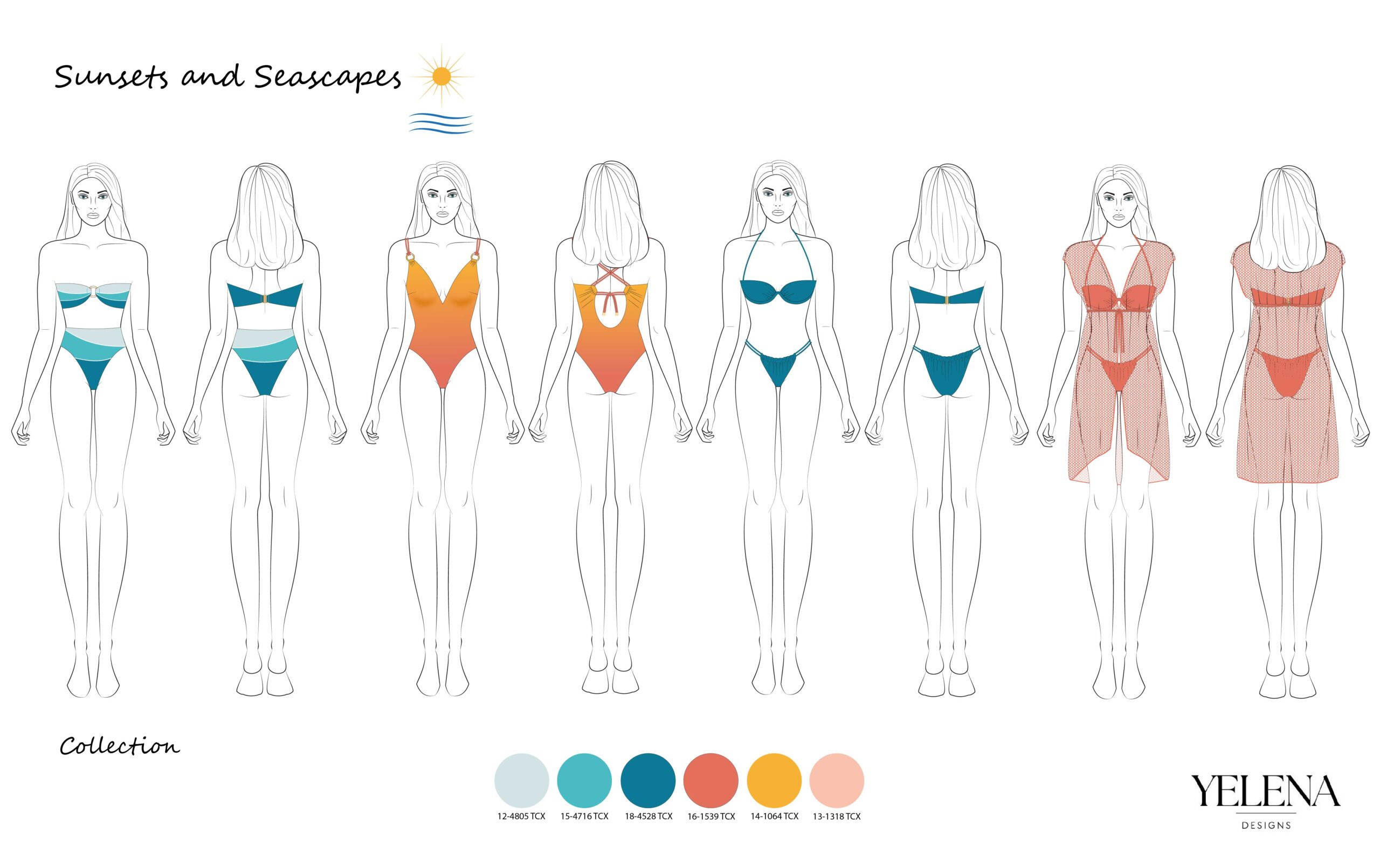 Sunsets and Seascapes Illustrations design Board