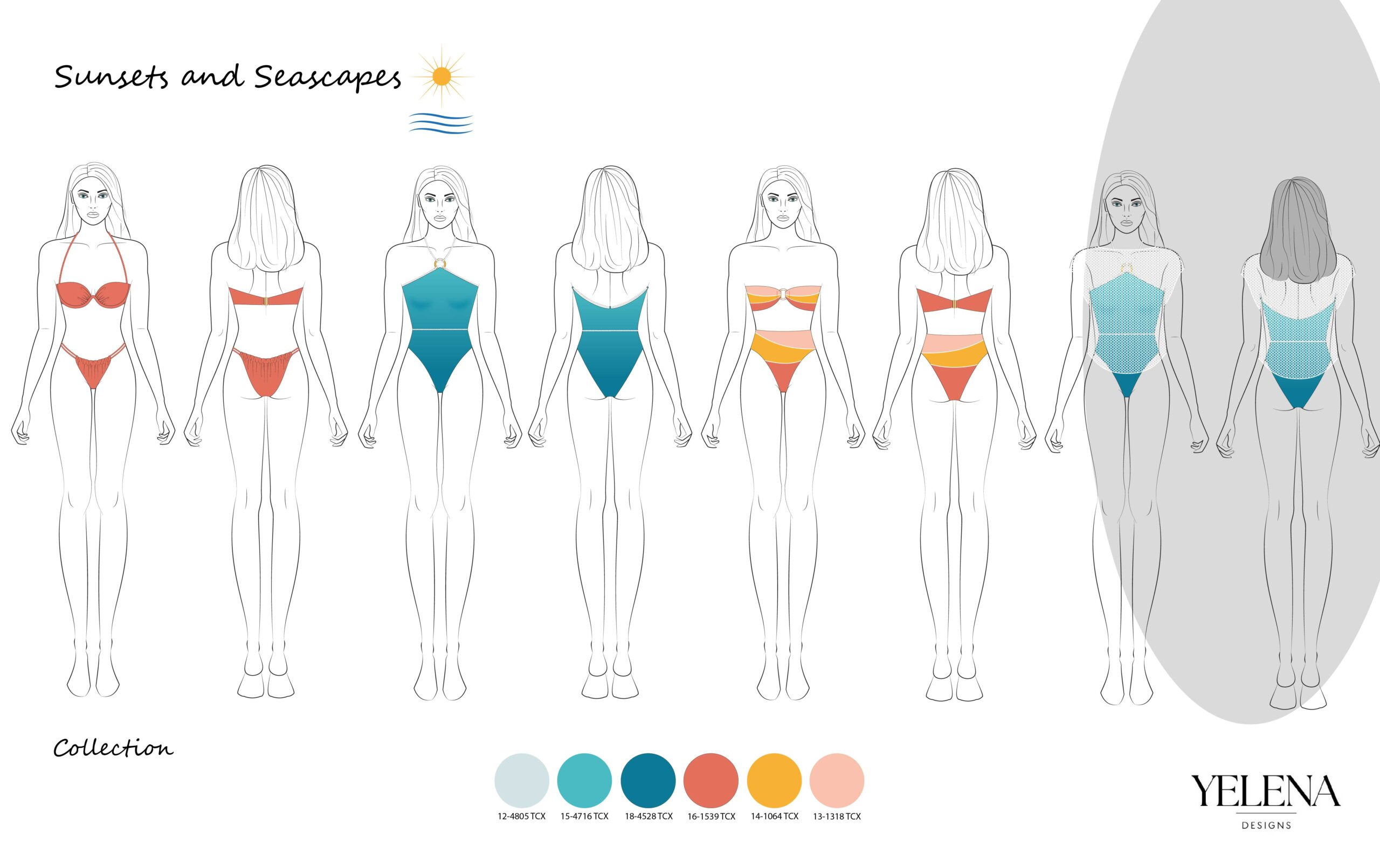 Sunsets and Seascapes Illustrations design Board